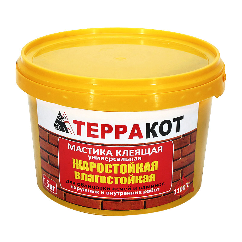 Мастика жаростойкая клеящая ТЕРРАКОТ, 1,5 кг